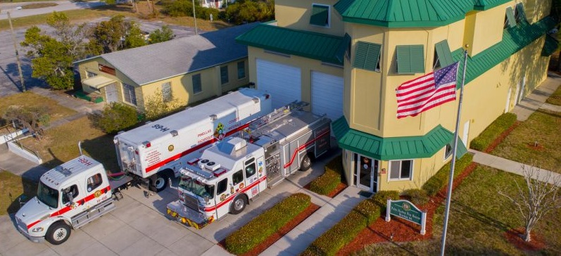 Fire Station 66 in Palm Harbor, from above, with hollow metal doors