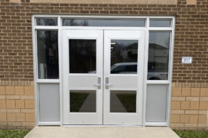 New aluminum exterior doors at middle school building