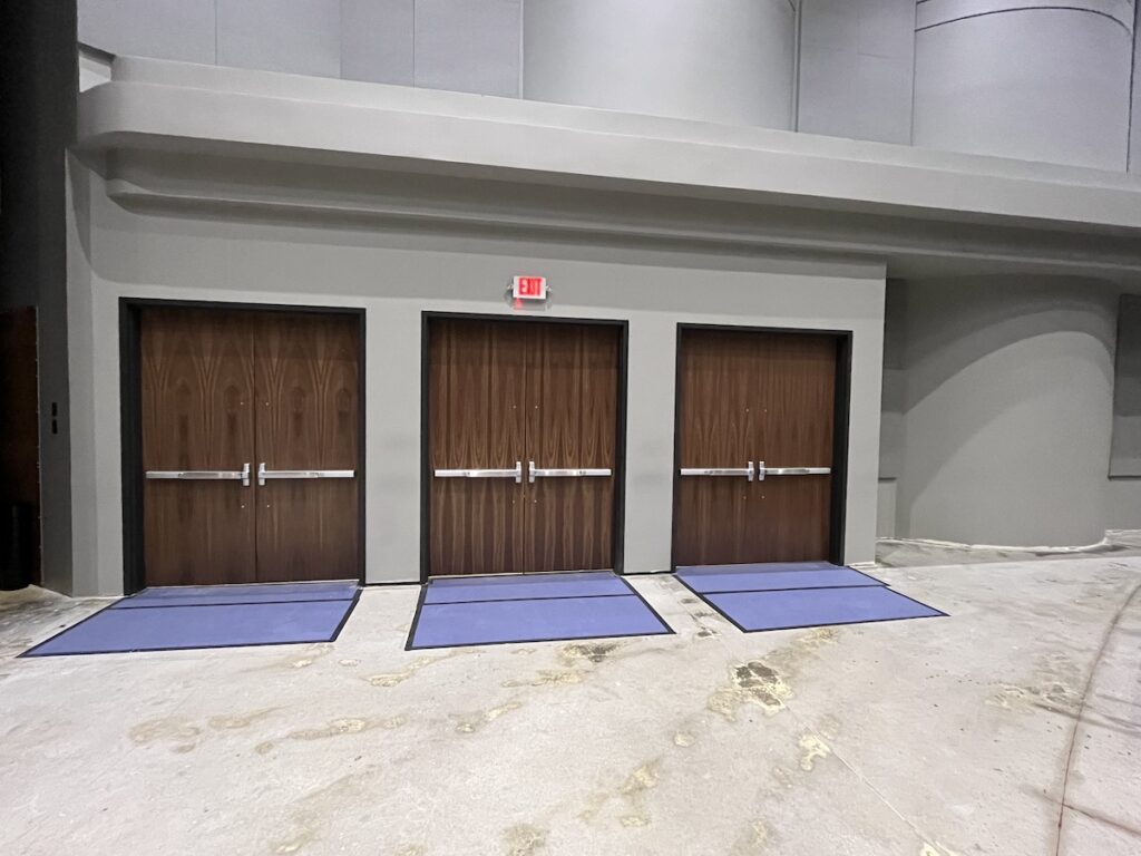 Three double wood doors at James River Church