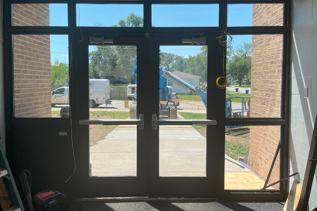 New school doors at Lee's Summit High School