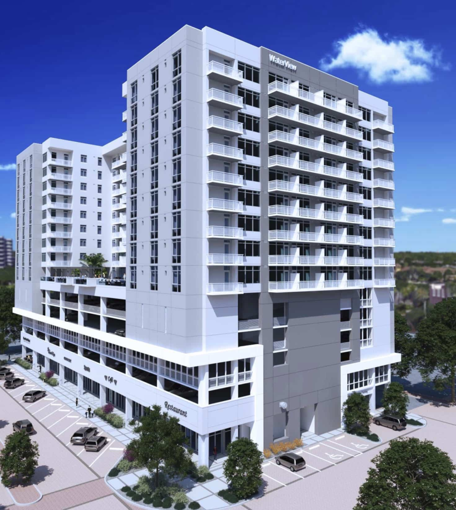 Artist rendering of the Waterview Apartments at Echelon City Center